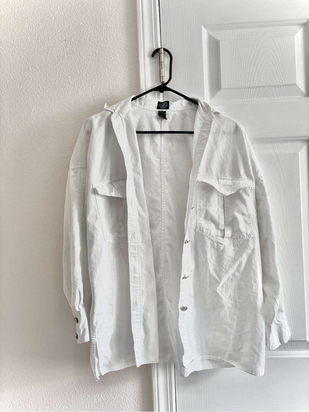 Vintage Gap White Cotton Utility ButtonDown Long Sleeve Minimalist Relaxed Top S